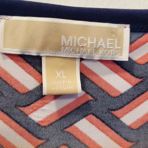Michael Kors Shift Dress - Red White & Blue Geometric Print |Super stretchy XL - Picture 3 of 5